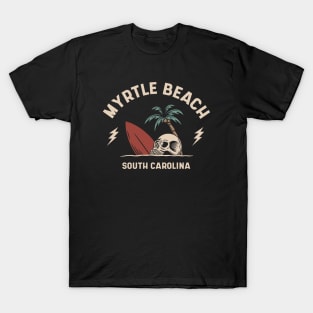 Vintage Surfing Myrtle Beach South Carolina // Retro Surf Skull T-Shirt